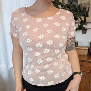 Express Tricot - Y2K vintage daisy babydoll t-shirt - soft pink - XL